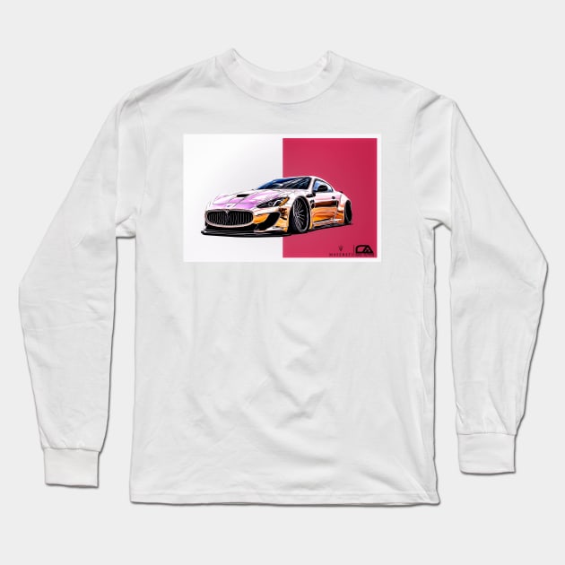 Liberty Walk Maserati Grand Turismo Illustration Long Sleeve T-Shirt by GasAut0s